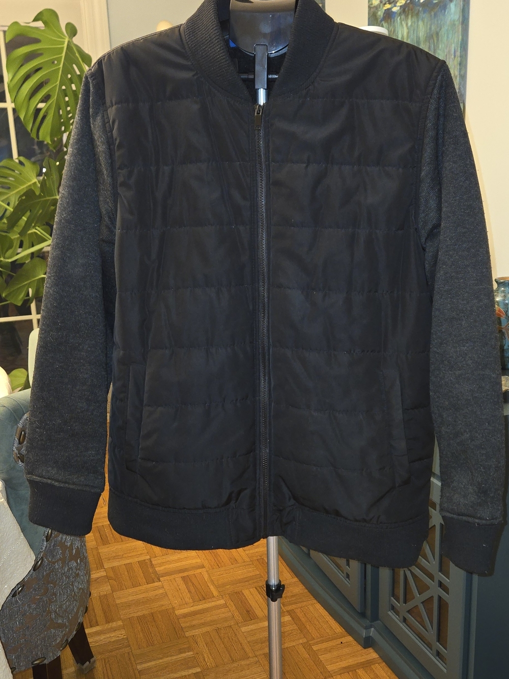 Apt. 9 Black and Dark Gray Bomber Jacket